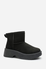 Darcy Platform Ankle Boots in Black Faux Suede