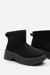 Darcy Platform Ankle Boots in Black Faux Suede