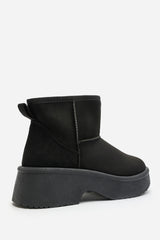 Darcy Platform Ankle Boots in Black Faux Suede