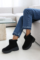 Zandra Black Suede Platform Ankle Boots