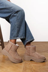 Darcy Platform Ankle Boots in Camel Faux Suede