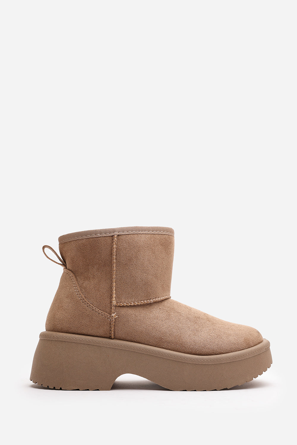 Darcy Platform Ankle Boots in Camel Faux Suede
