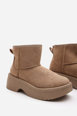 Darcy Platform Ankle Boots in Camel Faux Suede