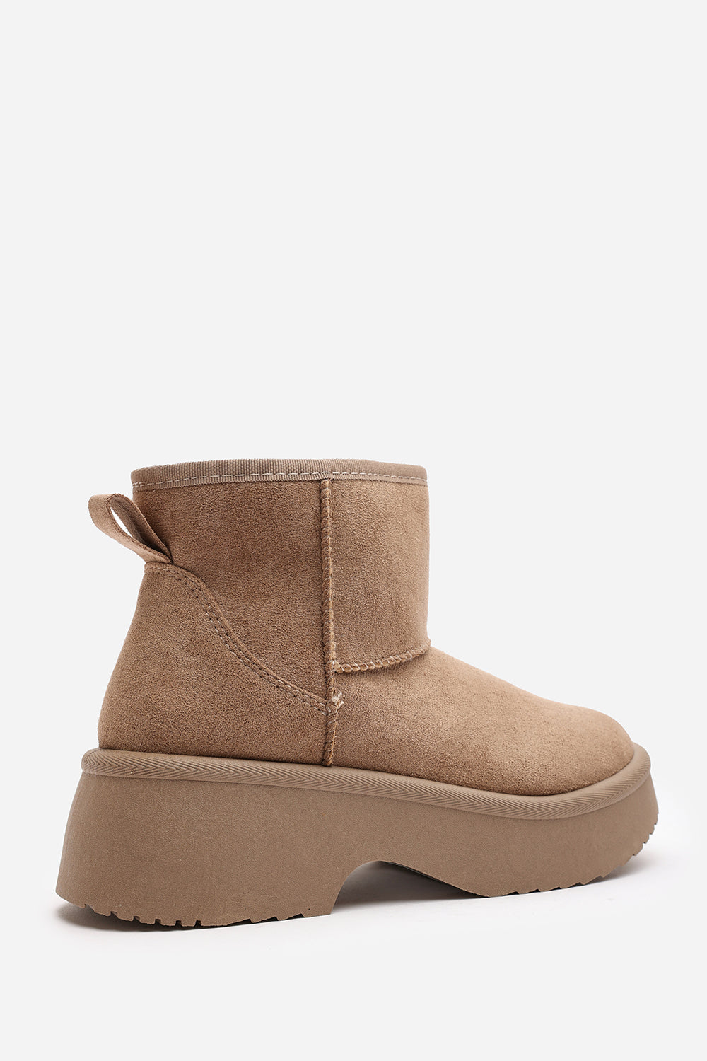 Darcy Platform Ankle Boots in Camel Faux Suede