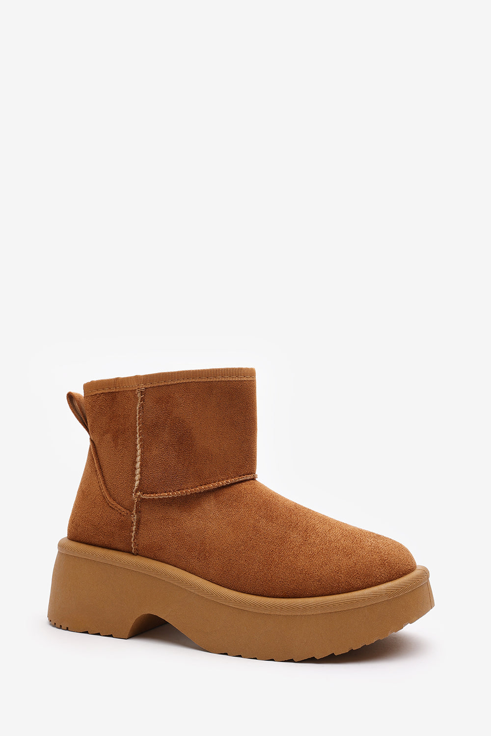 Darcy Platform Ankle Boots in Chestnut Faux Suede