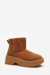 Darcy Platform Ankle Boots in Chestnut Faux Suede