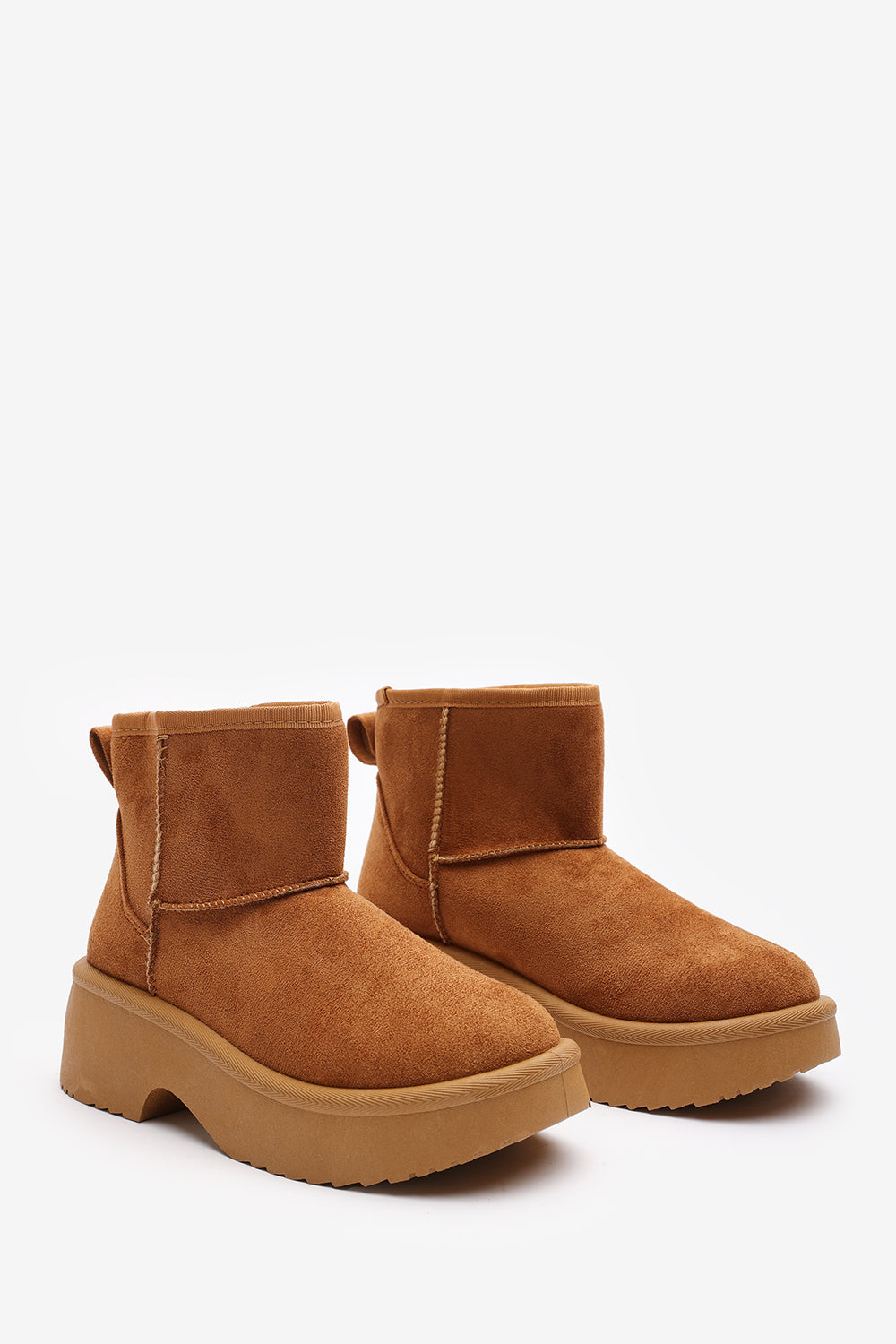 Darcy Platform Ankle Boots in Chestnut Faux Suede
