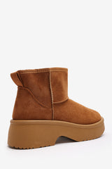 Darcy Platform Ankle Boots in Chestnut Faux Suede