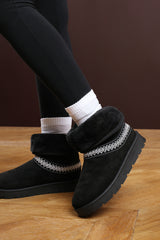 Esme Black Suede Flat Slippers with Embroidered Trim Detail