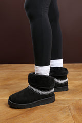 Esme Black Suede Flat Slippers with Embroidered Trim Detail