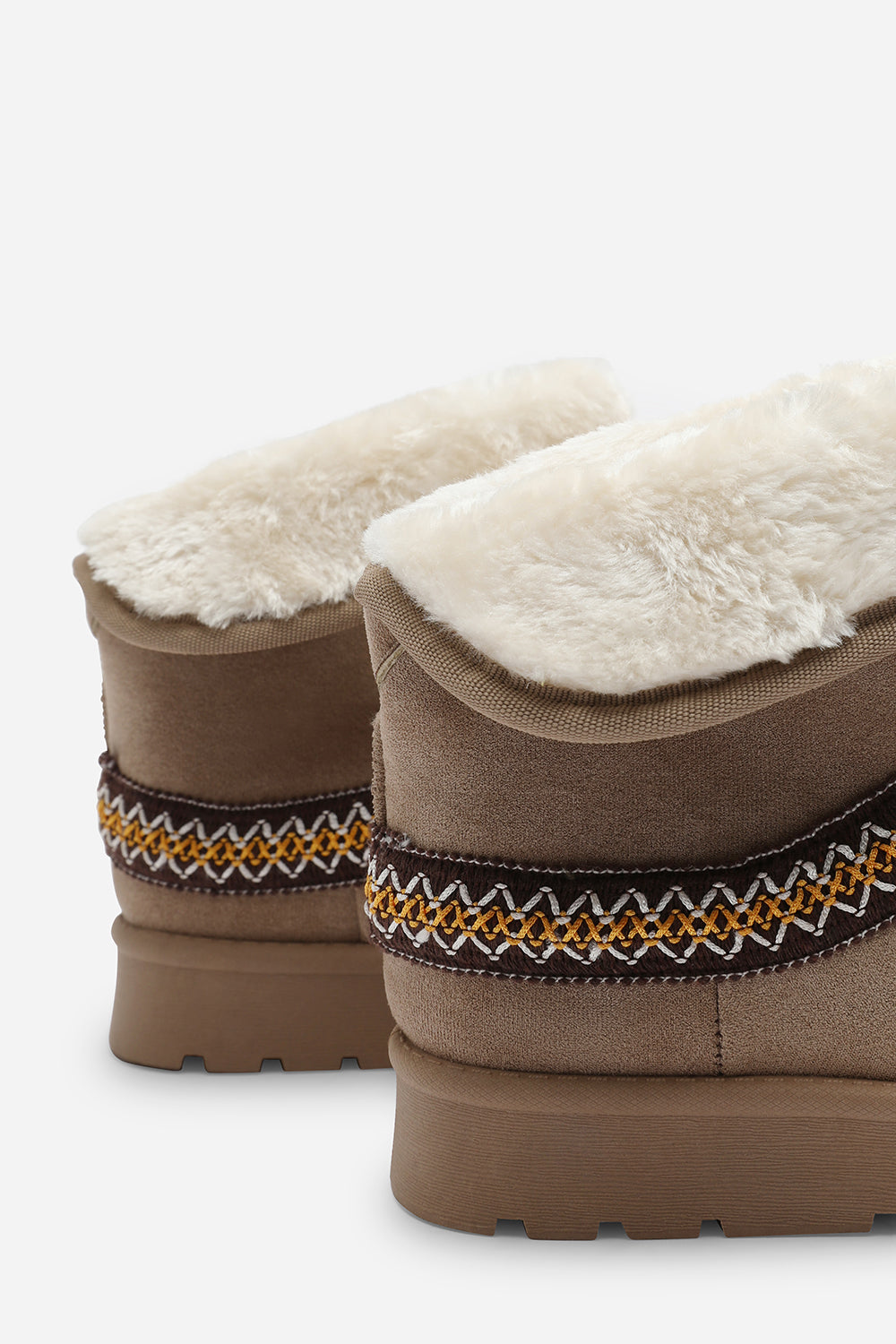 Esme Camel Suede Flat Slippers with Embroidered Trim Detail