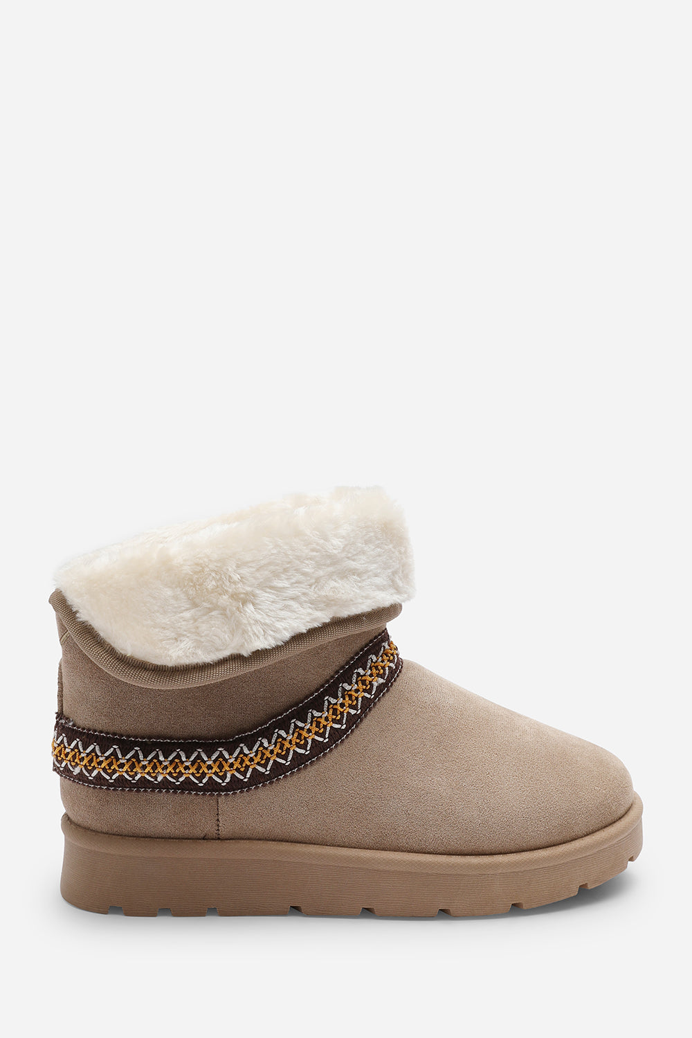 Esme Camel Suede Flat Slippers with Embroidered Trim Detail