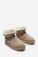 Esme Camel Suede Flat Slippers with Embroidered Trim Detail