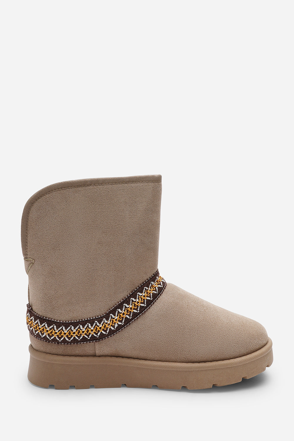 Esme Camel Suede Flat Slippers with Embroidered Trim Detail