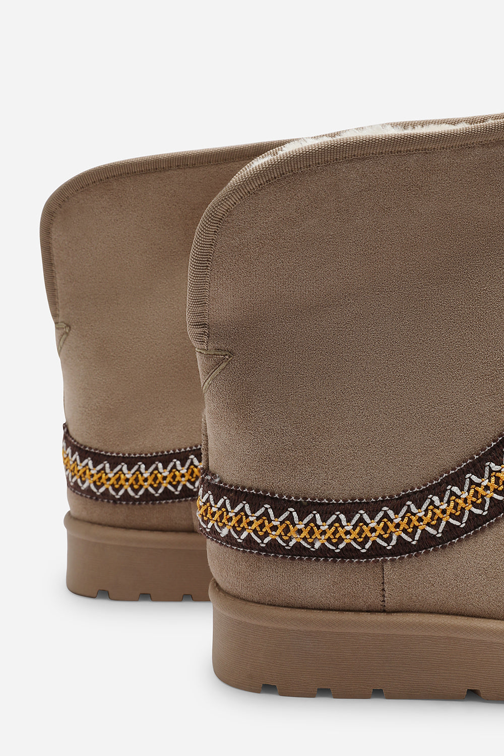 Esme Camel Suede Flat Slippers with Embroidered Trim Detail