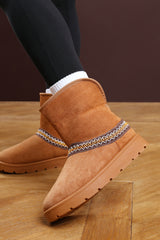 Esme Chestnut Suede Flat Slippers with Embroidered Trim Detail
