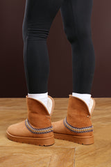 Esme Chestnut Suede Flat Slippers with Embroidered Trim Detail