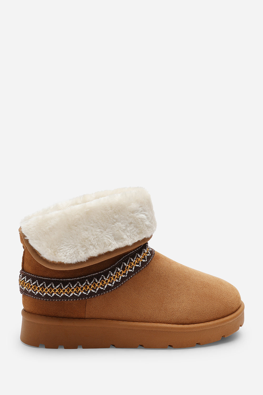 Esme Chestnut Suede Flat Slippers with Embroidered Trim Detail