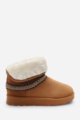 Esme Chestnut Suede Flat Slippers with Embroidered Trim Detail