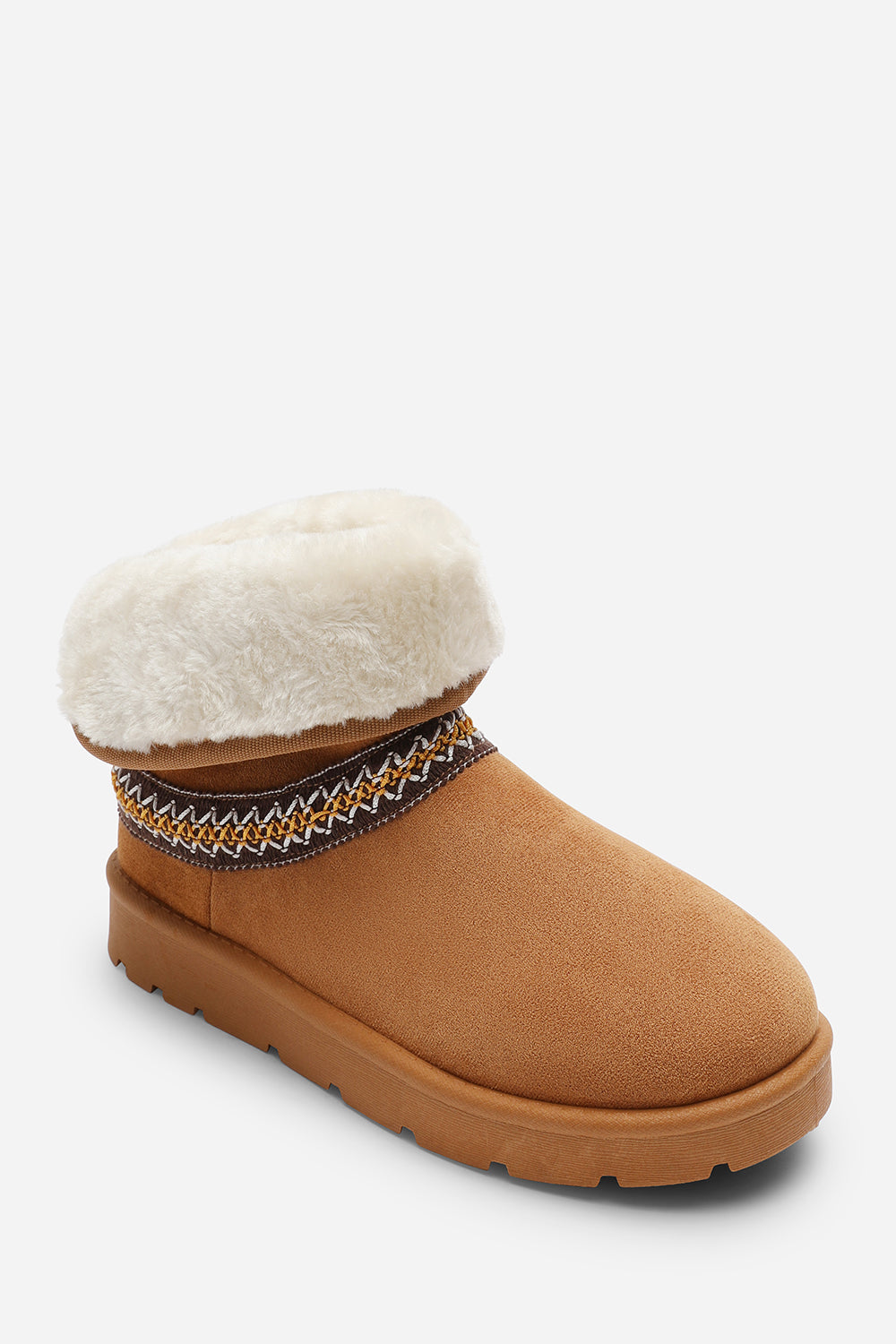 Esme Chestnut Suede Flat Slippers with Embroidered Trim Detail