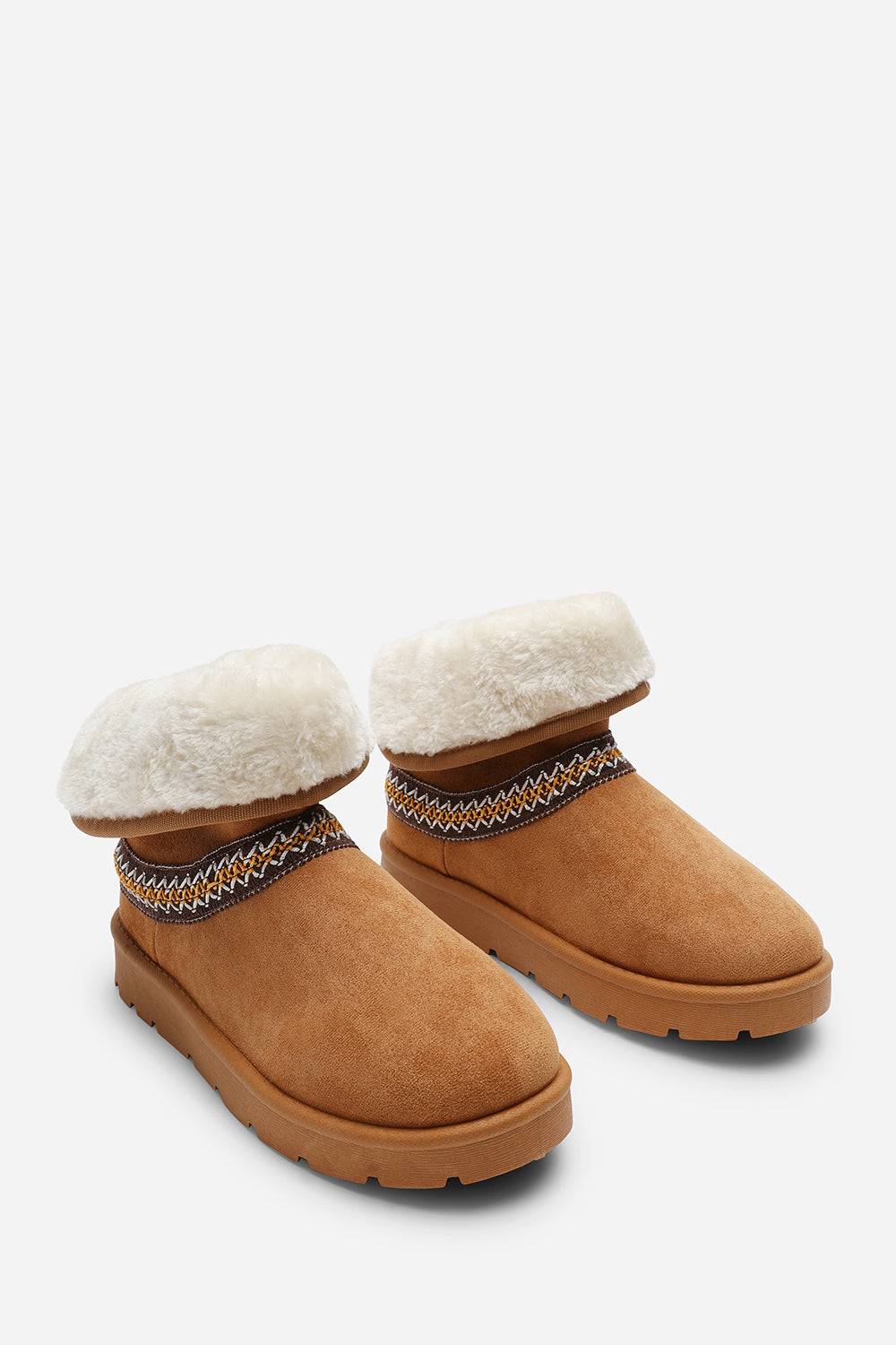 Esme Chestnut Suede Flat Slippers with Embroidered Trim Detail