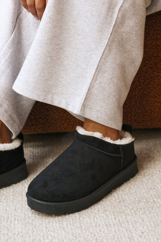 Jalyra Cosy Fur Lined Suede Micro Ankle Snug Mule Boots