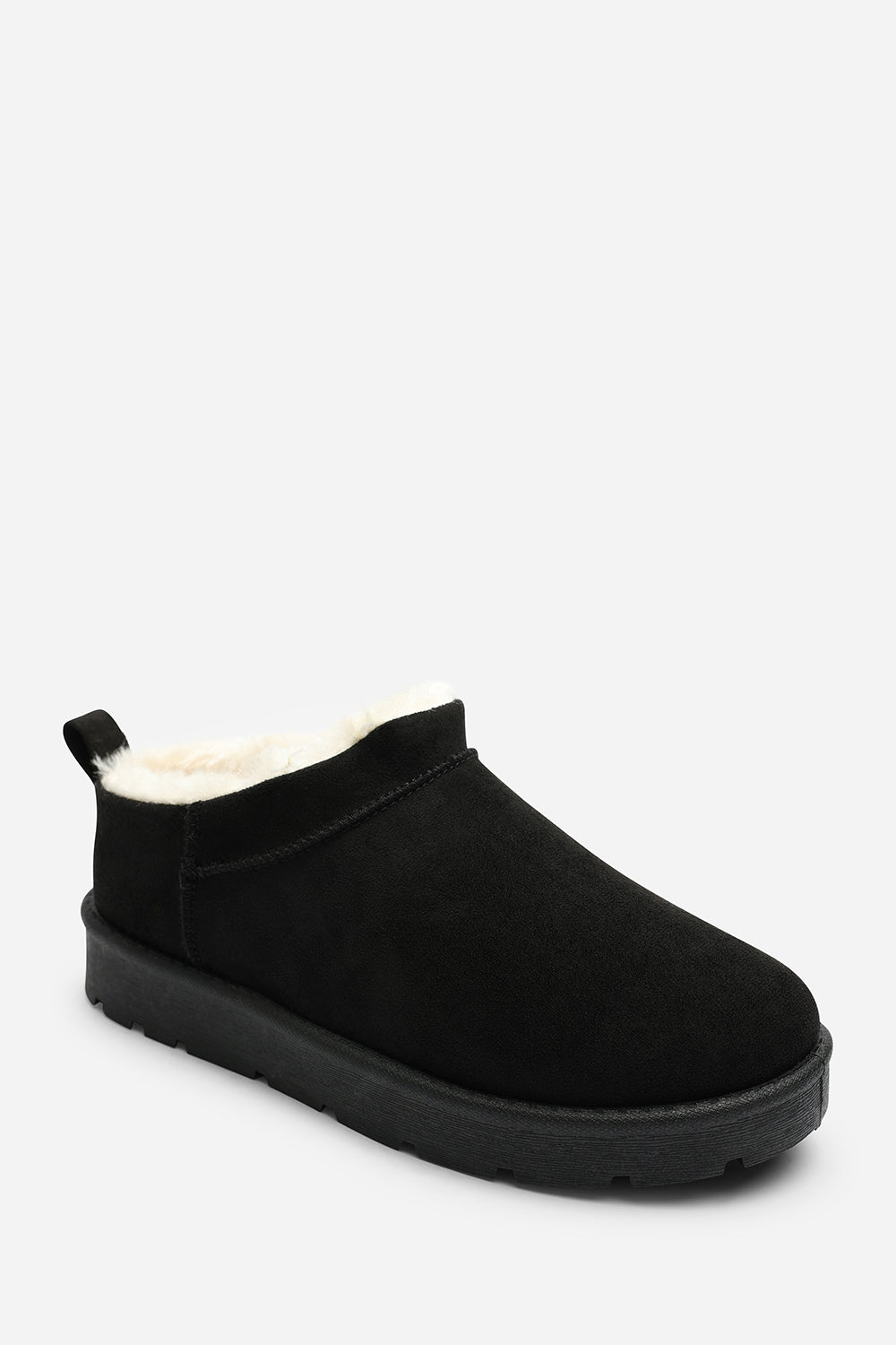 Jalyra Cosy Fur Lined Suede Micro Ankle Snug Mule Boots