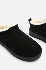 Jalyra Cosy Fur Lined Suede Micro Ankle Snug Mule Boots
