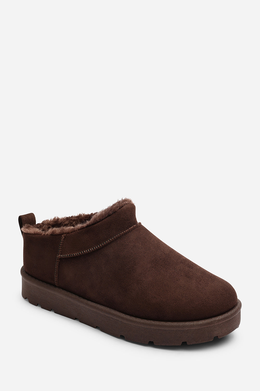 Jalyra Cosy Fur Lined Suede Micro Ankle Snug Mule Boots