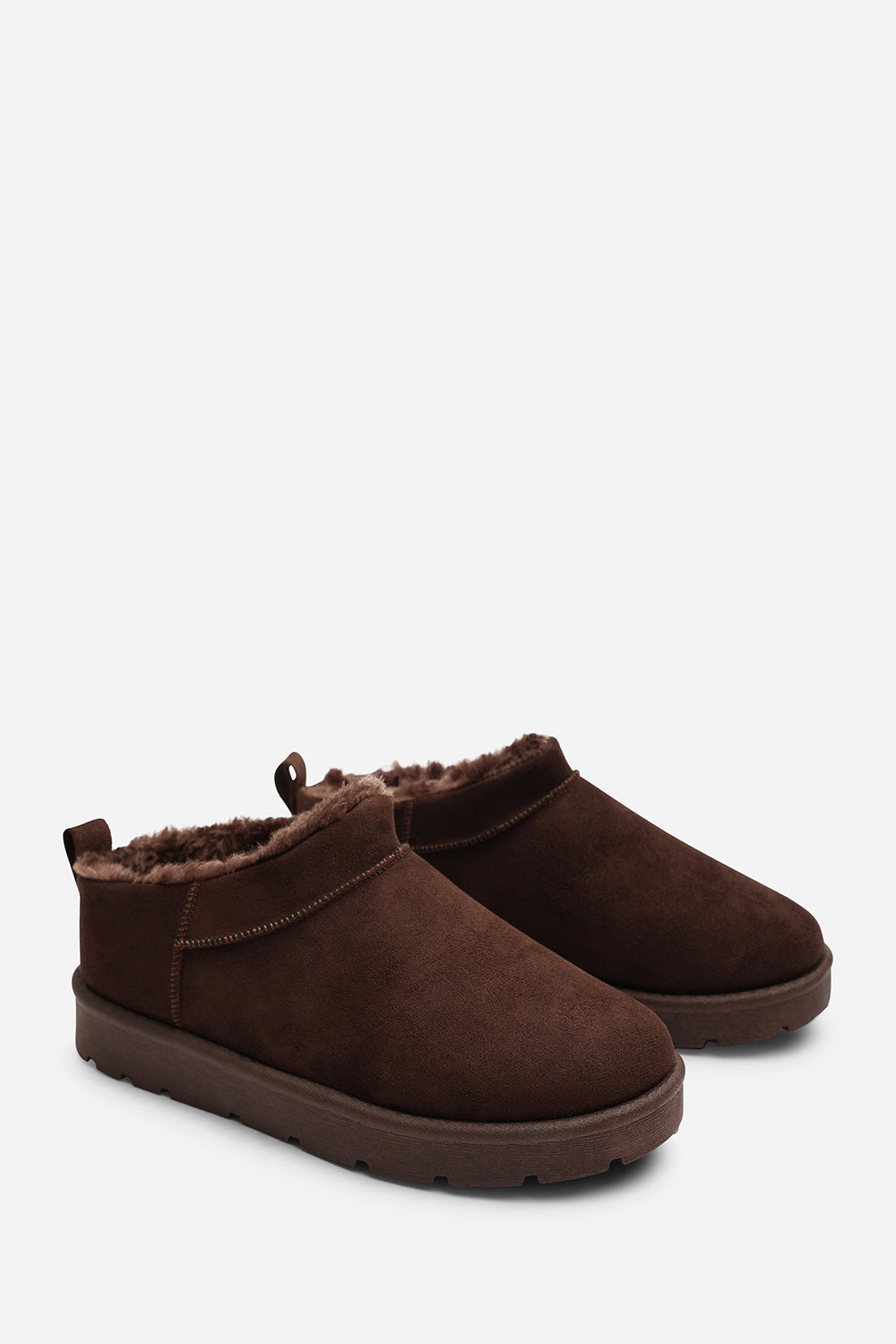 Jalyra Cosy Fur Lined Suede Micro Ankle Snug Mule Boots