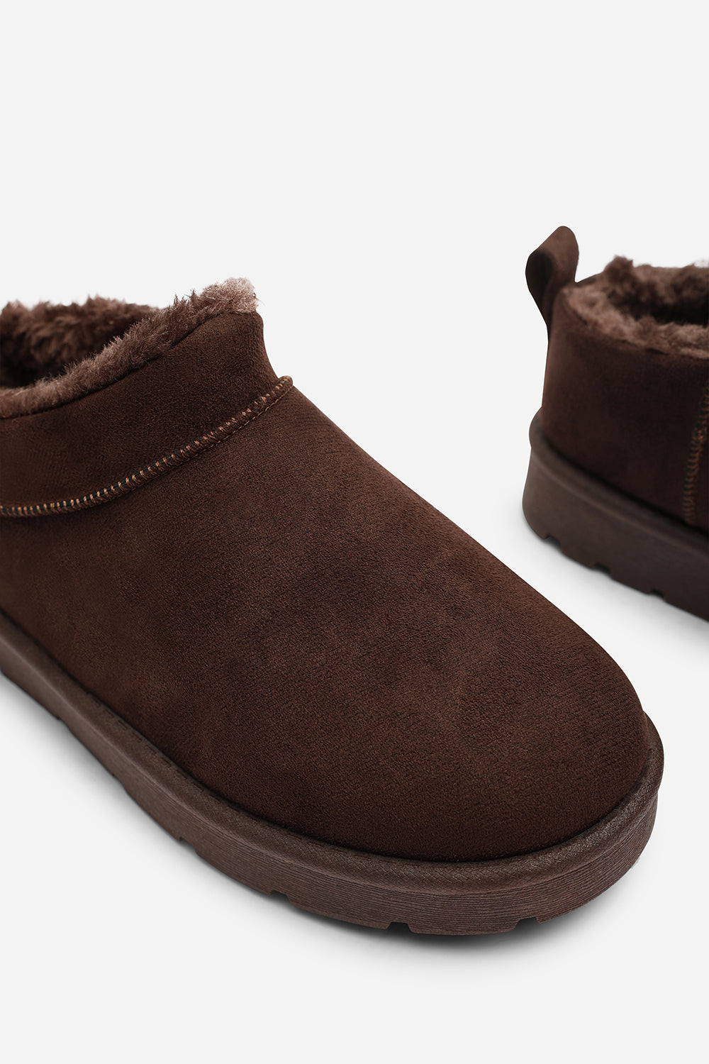 Jalyra Cosy Fur Lined Suede Micro Ankle Snug Mule Boots
