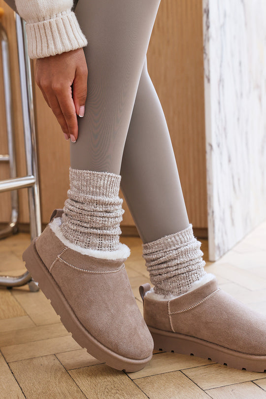 Jalyra Cosy Fur Lined Suede Micro Ankle Snug Mule Boots