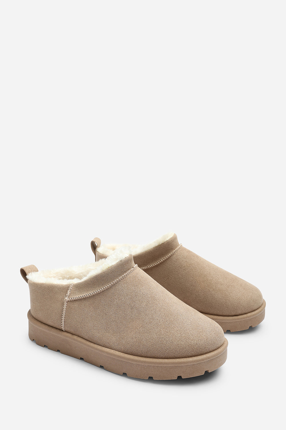 Jalyra Cosy Fur Lined Suede Micro Ankle Snug Mule Boots