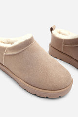 Jalyra Cosy Fur Lined Suede Micro Ankle Snug Mule Boots
