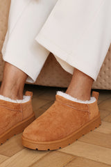 Jalyra Cosy Fur Lined Suede Micro Ankle Snug Mule Boots