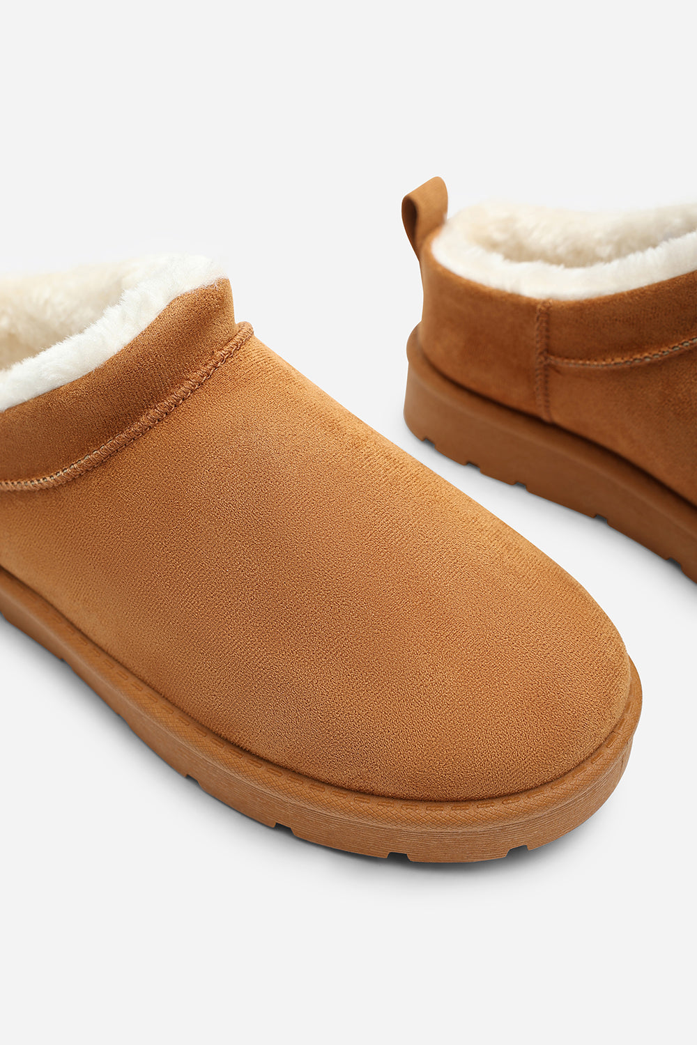 Jalyra Cosy Fur Lined Suede Micro Ankle Snug Mule Boots