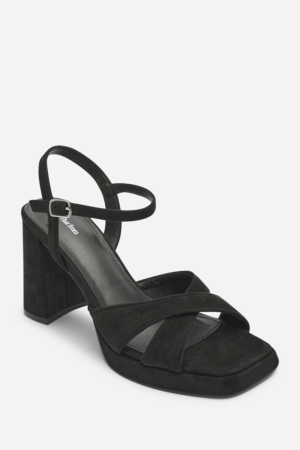 Qavira Cross Over Platform Block Heels With Ankle Strap