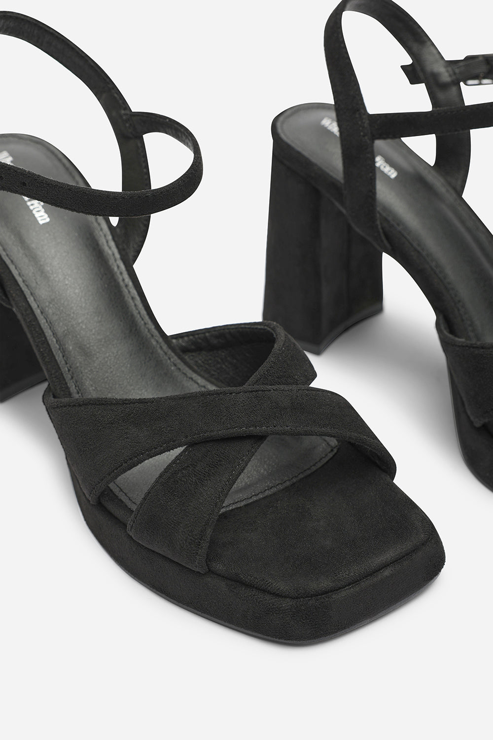 Qavira Cross Over Platform Block Heels With Ankle Strap