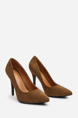 Tanith Khaki Suede Pointed Toe High Heel Pumps