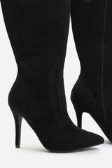 ZOYA HIGH HEEL BOOT IN BLACK SUEDE