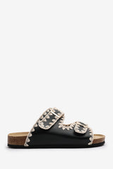 Aaliyah Chunky Flatform Sandals With Cutout Straps In Black