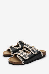 Aaliyah Chunky Flatform Sandals With Cutout Straps In Black