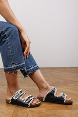 Aaliyah Chunky Flatform Sandals With Cutout Straps In Black