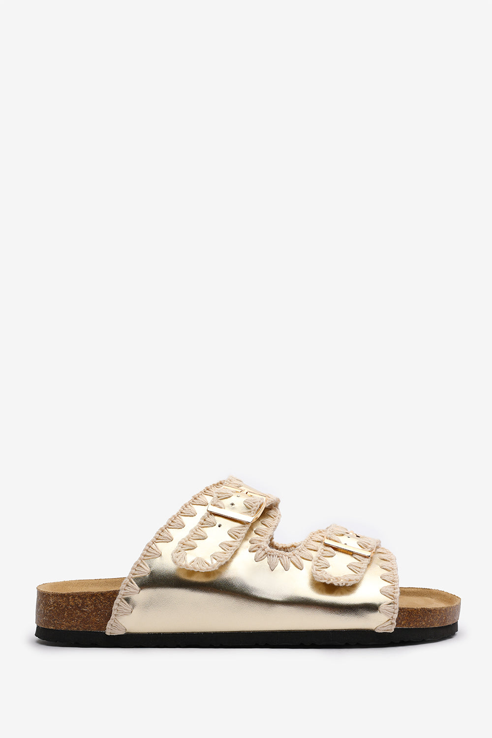 Aaliyah Chunky Flatform Sandals With Cutout Straps In Gold