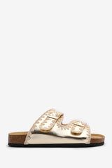 Aaliyah Chunky Flatform Sandals With Cutout Straps In Gold