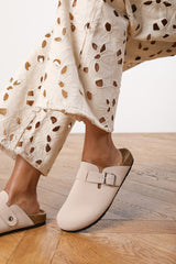 Zara Clog Inspired Slider Sandal in Cream Faux Suede
