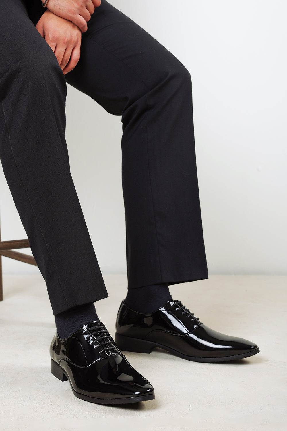 Liam Black Patent Oxford Lace Up Formal Work Shoes