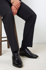 Liam Black Faux Leather Oxford Lace Up Formal Work Shoes