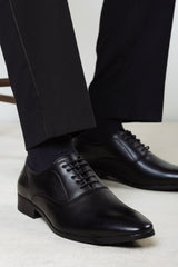 Liam Black Faux Leather Oxford Lace Up Formal Work Shoes