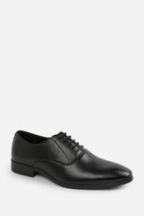 NICK OXFORD LACE UP WORK DRESS SHOES IN BLACK FAUX LEATHER